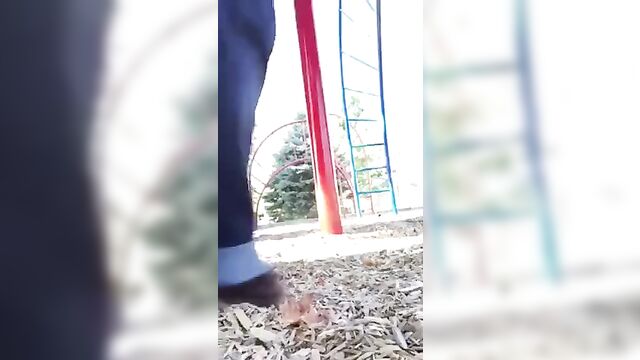 Peeing a Nice Load with My Fat Pussy at the Playground 1