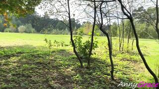 Naked Girl BDSM Walk Down the Street With Nipple Clamps and Handcuffs In The Park - Annygrace