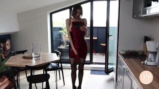 Hot whore JoPlum dressed in latex begs for usage on the roof with the view on Wawel castle