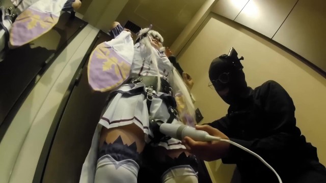 Re:zero Emilia is restrained on the door and caressed with an electric massage Full HD