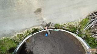 Christy Ley in the manure pit