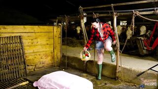 Farmer girl Bettys messy mistake - bathing in cowshit