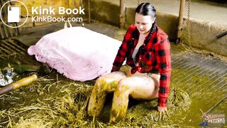 Farmer girl Bettys messy mistake - bathing in cowshit