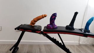 Huge dildo challenge! Watch how this femboy anal masturbates using 4 huge dildos!