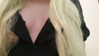 Sexy Naughty Blonde Crossdresser Plays With Big Tits Moaning & Dirty Talk Huge boobs Natural