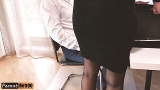 TEASER Sedducting secretary: ass fingering, sex, handjob, cum in pantyhose