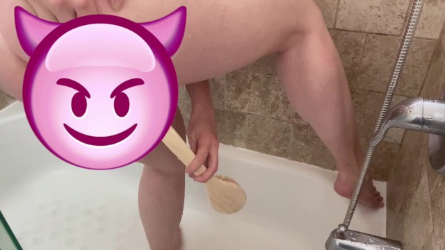 FUCKING A SHOWER BRUSH IN AND OUT OF MY ASS ANAL FETISH // CENSORED SHORT VERSION // BLONDE BUNNY