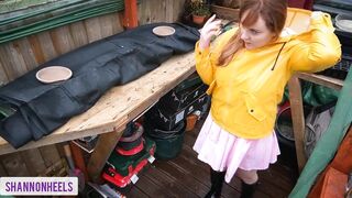'Please Don't Tell My Parents' - Squirting Slut Gets Caught in Shed and Ass Fucked