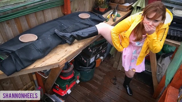 'Please Don't Tell My Parents' - Squirting Slut Gets Caught in Shed and Ass Fucked