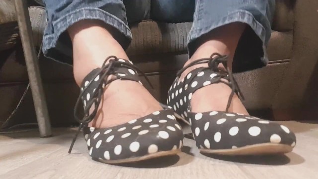 polka dot shoes and dirty feet