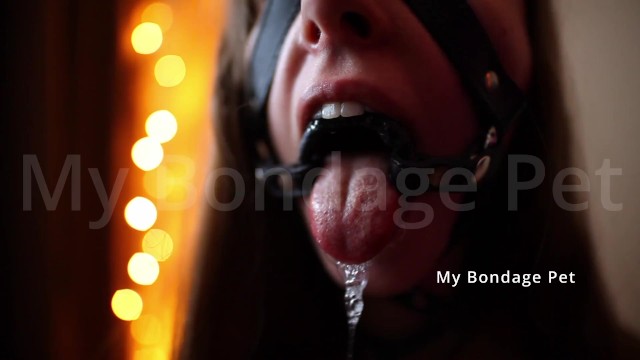 MY BONDAGE PET Drools in a Muzzle Ring Gag