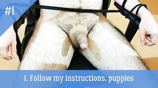 Tied friend trying to pass The Cum Challenge. He cums twice