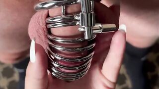 Anonymous FEMDOM Pegging 6’10” Caged Tinder Date In Random Hotel Room - AGAIN!!!
