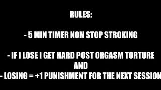 5 minutes - Try not to Cum Challange / Lose = Extreme Post Orgasm Torture / Part1