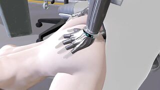 Cyber girl fucks femboy locked up in chastity (Strapon femdom)