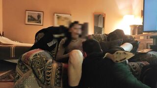 Real amateur wife cuckold blowjob to her bull while husband lick her pussy