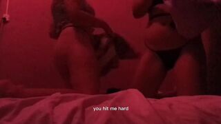 two girls playing with pillows until they get horny and touch each other