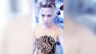 Latino boy touches himself and looks at his cute face a lot