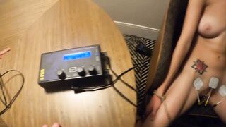 Testing out a sound activated tens unit