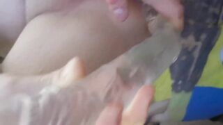 Boyfriends Deep Dildo Pleasure with Moaning and Massive Cumshot