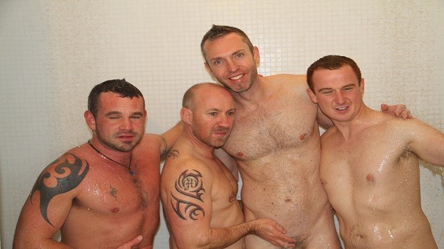4 Australian Guys Get It On In The Shower Room Lots of Aussie Hung & Uncut Meat