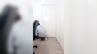 Cute clothed gym boy jerks off big cock on stream
