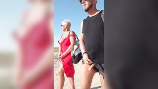 A stranger escorts me home from the beach and jerks off in public