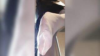 white thigh high stockings pic set