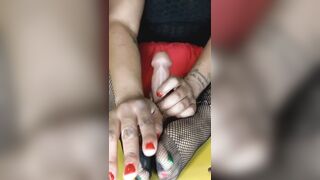 Ebony feet dildo footjob