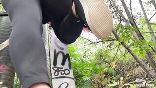 Pink socks and natural rough wrinkled soles above you outdoor