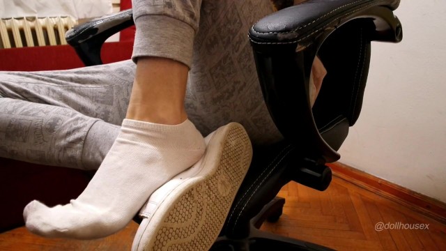 Sexy Girl Feet In White Socks Ignoring You In Gaming Chair Trailer
