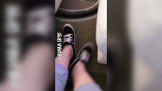 Kiara takes off her sneakers sweaty stinky feet