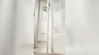 Camera in the bathroom. Spying on my stepsister as she washes in the shower and plays with herself