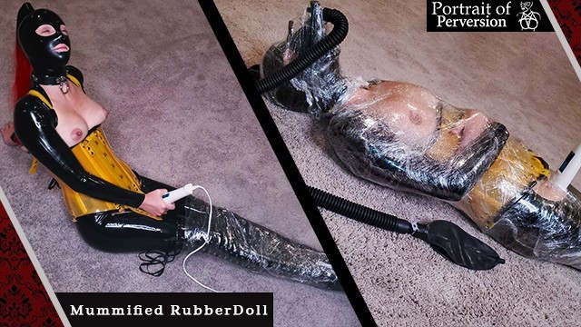 RubberDoll Gets Mummified & Made to Cum: A Latex Loving Girl Wrapped in Plastic Cums on a Magic Wand