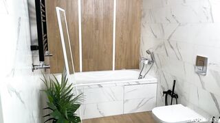 Girl jerking off in the bathroom