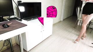 Office secretary came to the boss's house and sucked his cock for the award until he cum on her face