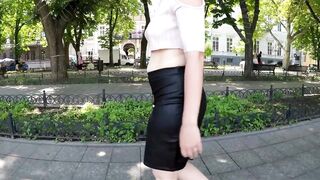 Public pissing compilation - girl walks without Bra, flashes her Tits on street and beach pee!
