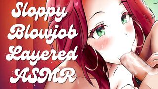 Layered Erotic ASMR Blowjob, Deepthroat and Dirty Talk by a Submissive Slut