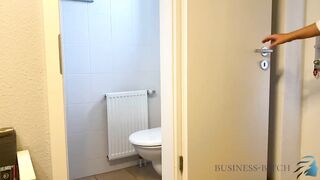 boss caught me on the office restroom - sex without condom finally ends with creampie impregnation_