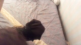 Naughty amateur real homemade video in hotel room bed black lingerie gothic style girl goth woman