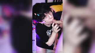small twink loves to suck cock and gag on it