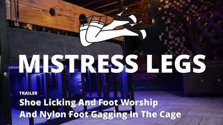 Shoe Licking And Foot Worship And Nylon Foot Gagging In The Cage
