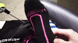 Sock Worship and Domme puts Hood and mouth gag on Sub ! Side Of Light ~ Crowdfunding