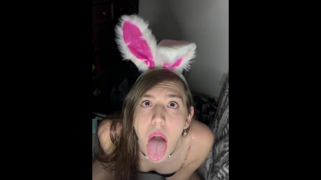Femboy bunny slut enjoys sucking