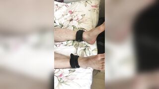 Tie up and gag my bf stroking his fat cock making him moan and cum so loud (Vilu and Mi couple)