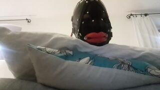 Laura throatfucked with a big lips gag has to swallow a huge load of cum