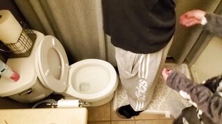 Holding my boyfriend's cock while he pees in the toilet | long pee | taking care of my man