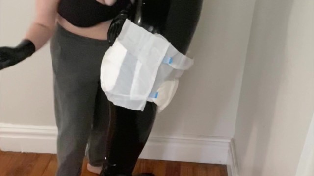 Spanking My Latex Sub and then Spanking him Again While While wearing a Diaper