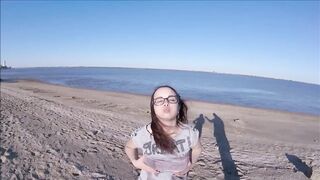 girl nipples sucked ,feet tickle, pussy control and piss on beach