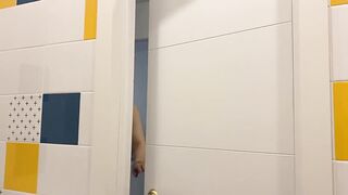A. Sky Slave piss in blue tights, then licks urine from them and sticks it in pussy!